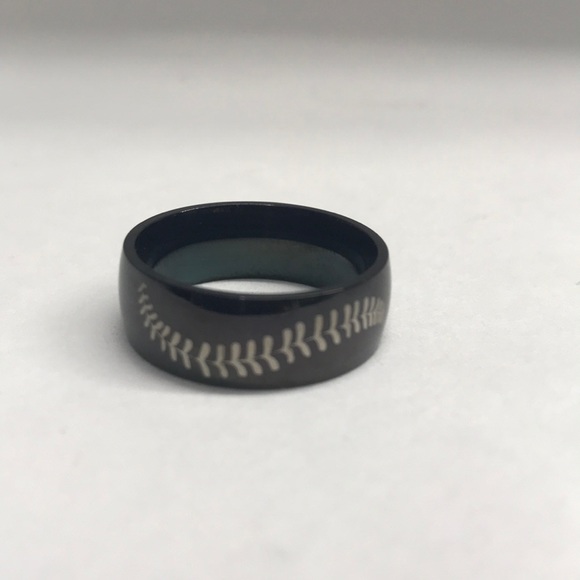 Black Baseball Stitching Ring titanium - Picture 2 of 2